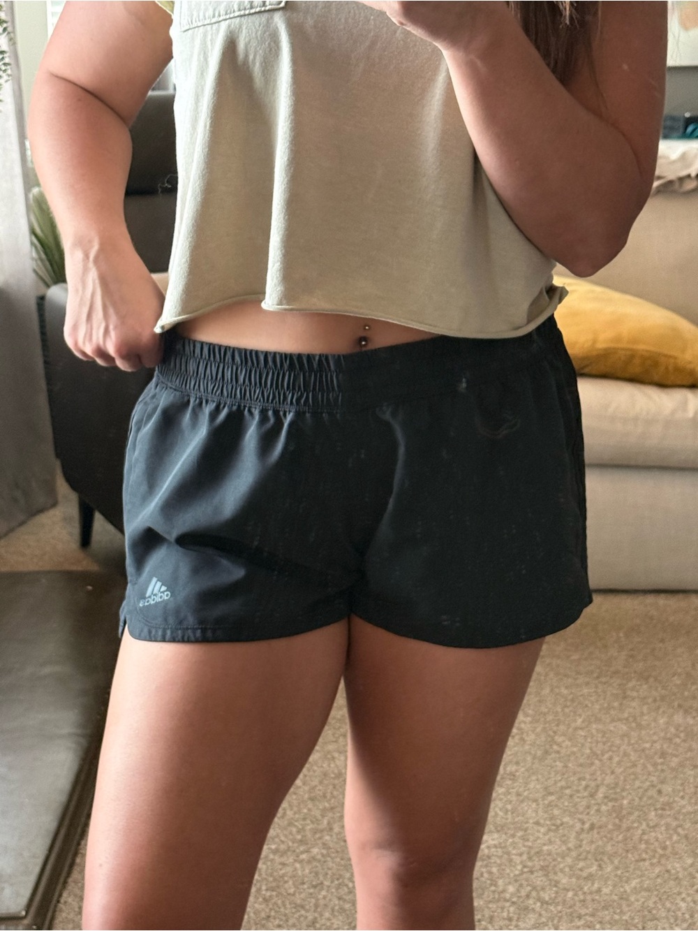 adidas Black Athletic Training Shorts with Elastic Waist